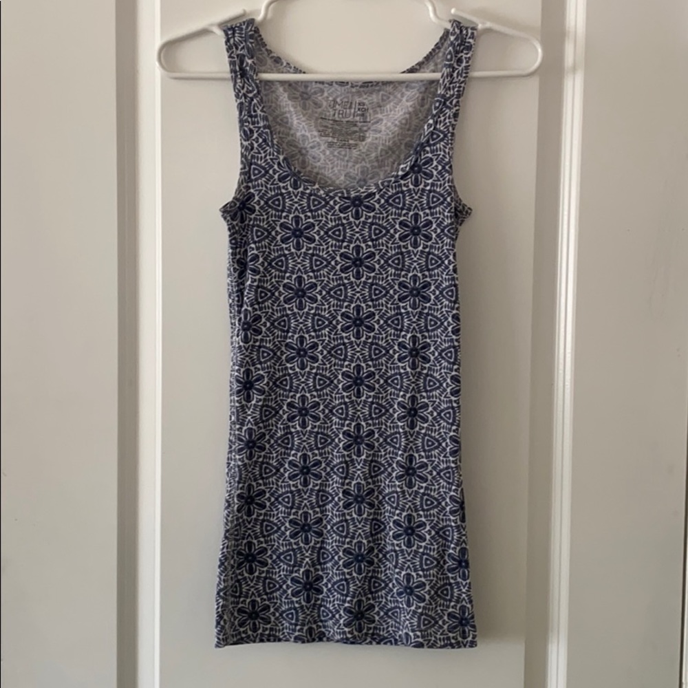 White and blue boho tank top